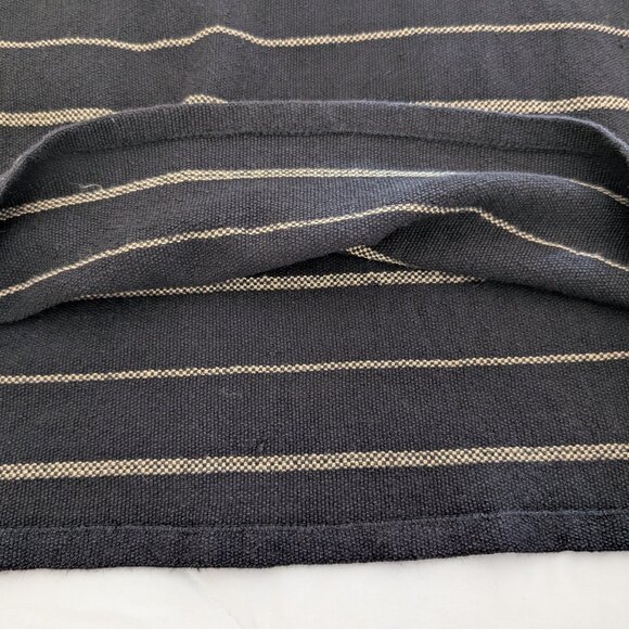 LAUREN RALPH LAUREN Dress M Black Tan Striped Linen Blend Classic Pullover - Picture 7 of 12